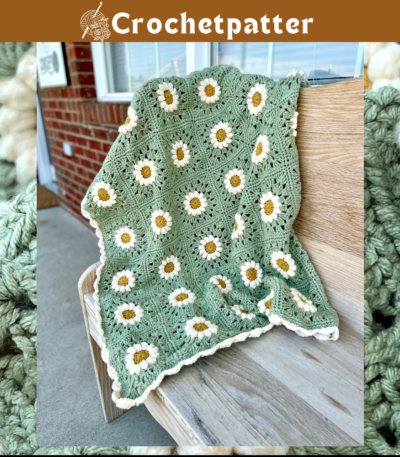 Crochet Daisy Granny Square Blanket Pattern