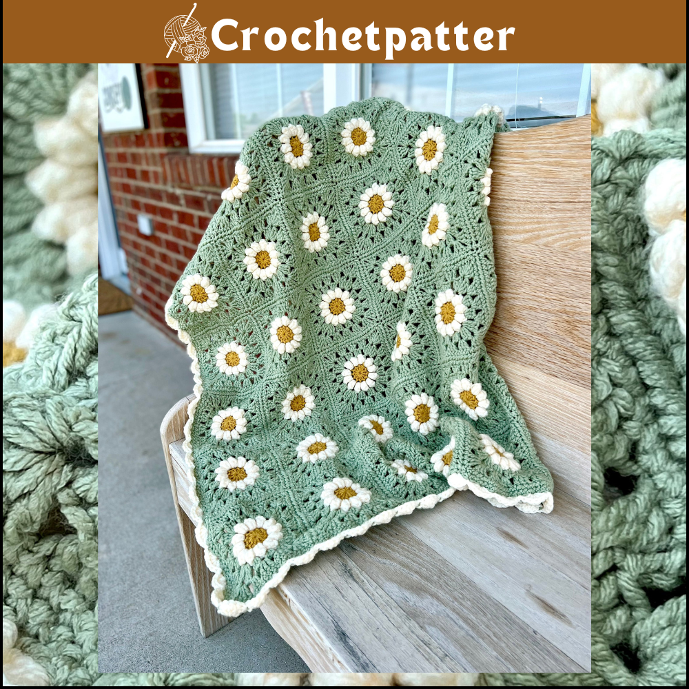 Crochet Daisy Granny Square Blanket Pattern