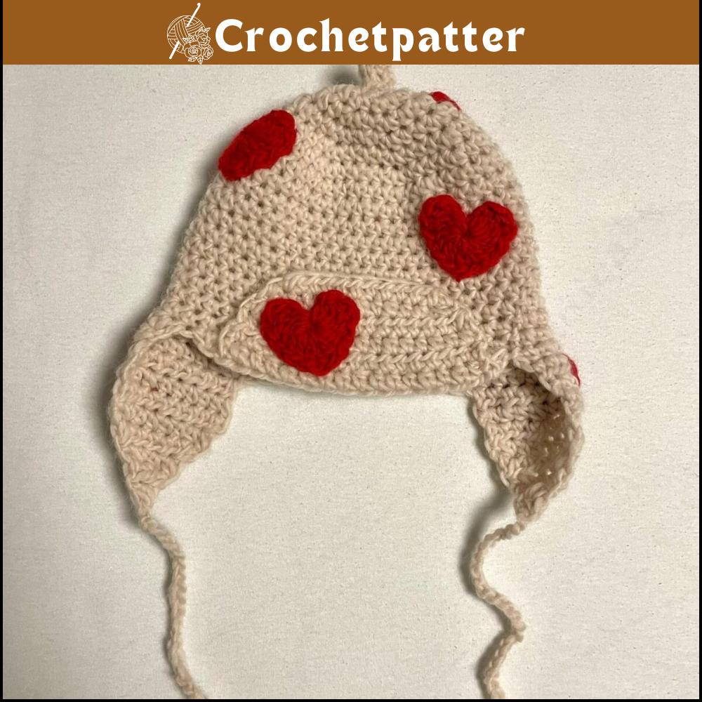 Crocheted heart Ushanka