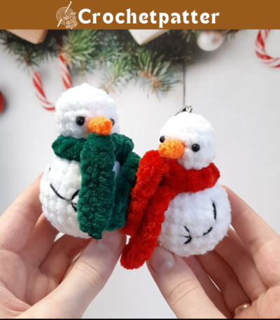 No Sew Snowman Keychain Crochet Pattern