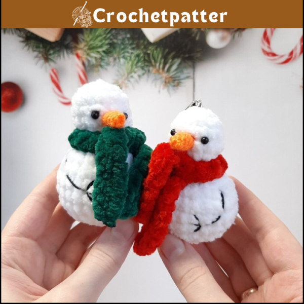 No Sew Snowman Keychain Crochet Pattern