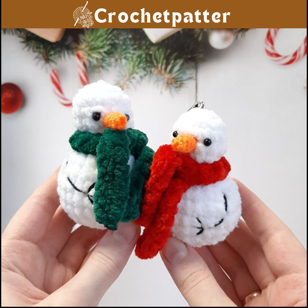 No Sew Snowman Keychain Crochet Pattern