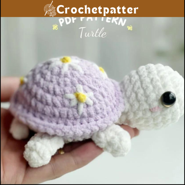 Daisy Purple Turtle No Sew Crochet Pattern